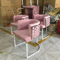 Chaise de salle à manger de luxe en velours rose confortable avec structure en acier inoxydable et design fauteuil pour la maison, le bureau et la salle à manger