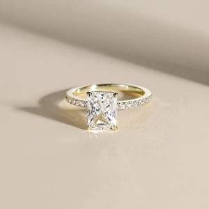 Perhiasan Fashion OAHLAN Cincin Perak Sterling 925 Berlapis Emas Rose Gold dengan Batu Zirkonia Kubik Potongan Radiant 3CT untuk Wanita, Cocok untuk Pertunangan/Pernikahan - Product Image 5