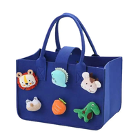 Sac fourre-tout en feutre réutilisable grande capacité avec fermeture à bouton-pression, motif poupée de dessin animé 3D, idéal pour cadeau de naissance ou de fête d'anniversaire pour bébé