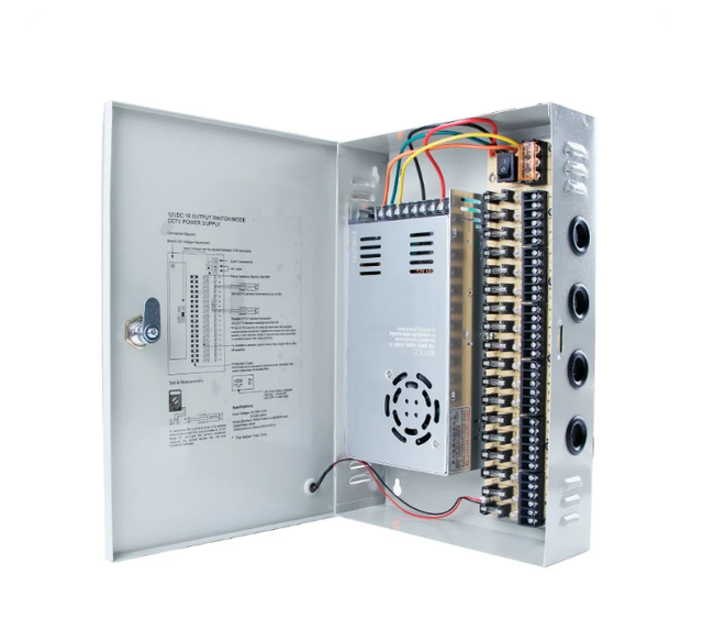 12V 51-100W 4CH/9CH/18CH CCTV Industry AC-DC Switching Power Supply Box CE ROHS 85%-92% Efficiency 3-Year Single