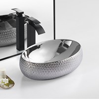 Lavabo en céramique unique noir et or à imprimé léopard, style luxe léger, avec placage électrolytique personnalisé, intégré pour salle de bain et toilettes, à poser sur comptoir