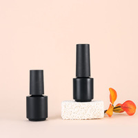 Flacon de vernis à ongles en plastique noir mat cylindrique de 4,5 ml avec pinceau et bouchon, récipient anti-fuite pour gel à ongles