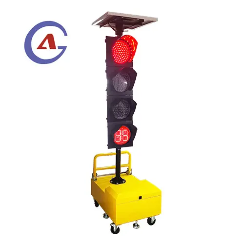 full screen countdown timer solar wireless temporary movable portable traffic signal light