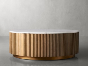 Hiện đại Vòng đá cẩm thạch Bàn cà phê cho phòng khách Thiết kế rắn sồi và mây Antique Scandinavian phong cách Đồ nội thất nhà - Product Image 5