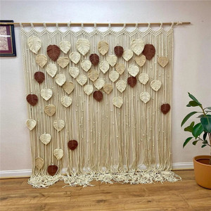 Mới Tùy Chỉnh Macrame Lá Rèm Macrame Tường Rèm Đám Cưới Backdrop W9199 - Product Image 1