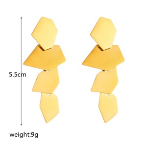 Geometric Pendant Earrings Irregular Square Stainless Steel Party Fashion Dangle Earrings E5079 - Product Image 4