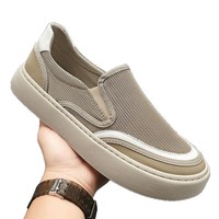 Chaussures décontractées rétro personnalisées pour homme, respirantes en toile et maille, noires, à enfiler, style baskets paresseuses en PVC