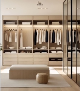 <span class=keywords><strong>Dressing</strong></span> moderne de luxe en bois avec armoires en verre foncé, banquette longue, unité de <span class=keywords><strong>dressing</strong></span> sur mesure assemblée pour résidences haut de gamme - Product Image 3