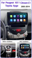 Autoestéreo BQCC de 10" con Android 13, Pantalla IPS, CarPlay, Octa Core, RDS, ASP, DSP, 4G, WIFI y GPS para Peugeot 107, Toyota Aygo, Citroen C1 de 2005 a 2014