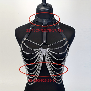 A Punk Fashion Faux Leather Sexy Strappy Design Suit with <strong>Strapless</strong> Upper <strong>Body</strong> and a Hundred Ties for Women - Product Image 5