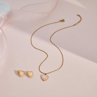 Cadeau d'anniversaire pour bébé, bijoux pour petite fille, collier et boucles d'oreilles en forme de cœur, acier inoxydable, bijoux hypoallergéniques pour petite fille