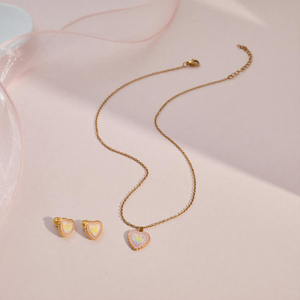 Regalo di Compleanno per <span class=keywords><strong>Bambina</strong></span>, Set di Gioielli con Collana a Cuore e Orecchini in Acciaio Inossidabile Ipoallergenico - Product Image 4