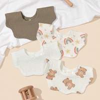 Bavoirs pour bébé, lot de 4, 100% coton mousseline, doux, absorbant, fermeture à pression réglable, imprimé ours/arc-en-ciel, bavoirs d'alimentation pour bébé, fournisseur en gros