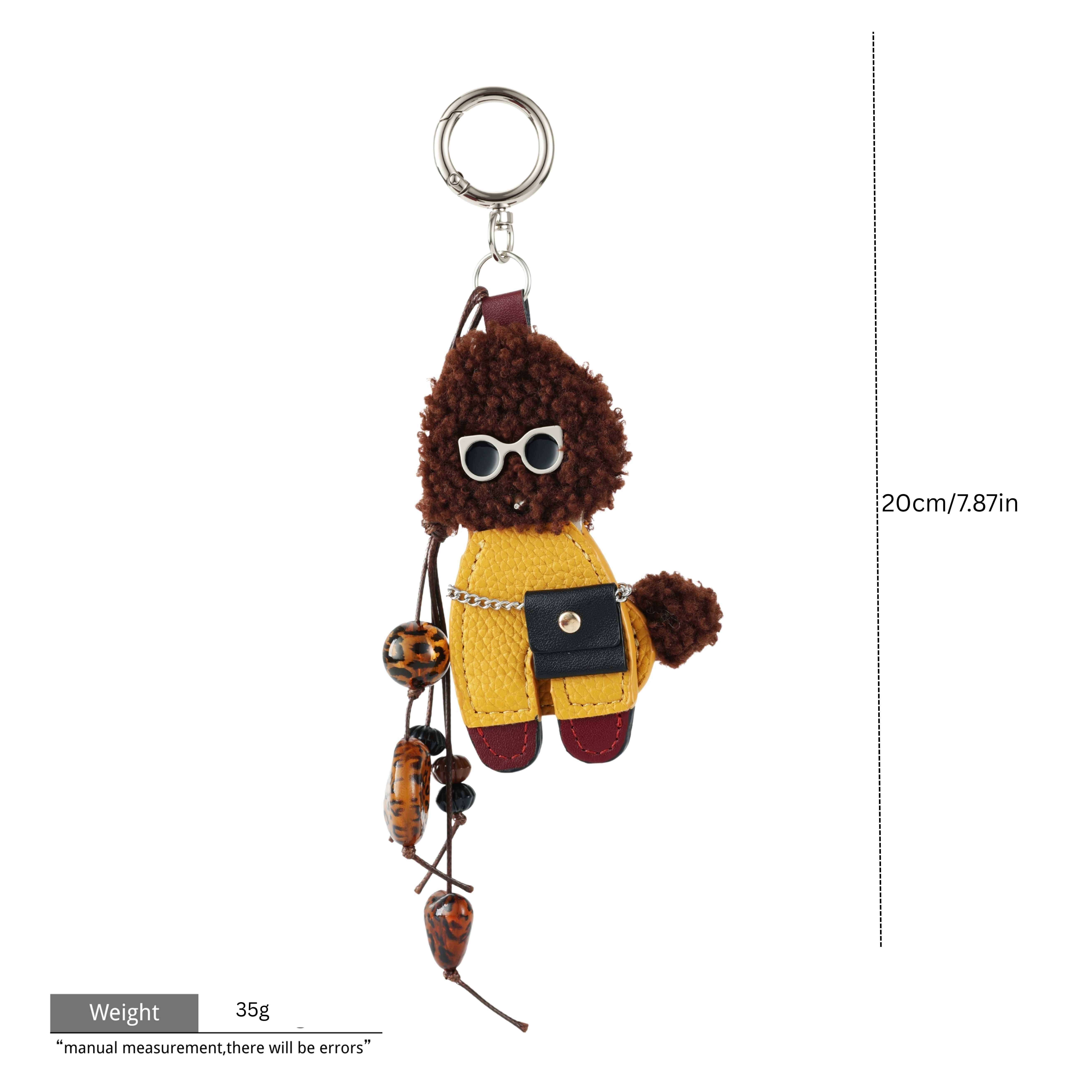 breloque de sac en cuir véritable chien marron-GRJ2463BC