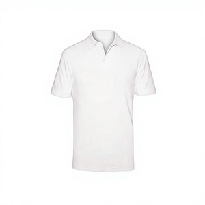 Chemise de golf personnalisée pour homme, en coton respirant tricoté uni, manches courtes, logo brodé personnalisé sur le devant - Product Image 3