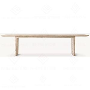 Tavolo da Pranzo Rettangolare in Travertino Beige Italiano di Lusso Contemporaneo Personalizzato per 10 Persone, per Casa e Hotel - Product Image 2