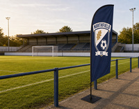 Ensemble de drapeaux personnalisés pour équipe de football de 3 mètres (comprend un mât et une base croisée) – Bannières publicitaires extérieures en gros