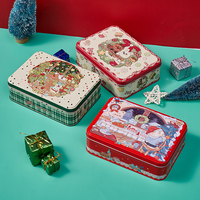 Boîte en métal personnalisée de grande taille, rectangulaire, carrée, alimentaire, pour biscuits sucrés, boîte en métal pour gâteaux personnalisée, boîte d'emballage en métal blanche