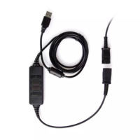 Callcenter-Headset-Zubehör DA80 USB QD Adapterkabel Kompatibel mit Plantronics QD, Lautstärkeregelung & Mikrofon-Stummschaltung Inklusive
