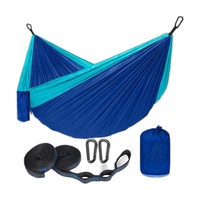 Hamac de camping double en nylon parachute, portable, avec sangles d'attache aux arbres, pour l'extérieur, 5 couleurs, vente en gros