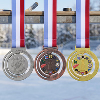 Médailles Métalliques Personnalisées en Relief avec Pulvérisation de Couleur 360° °   Médailles de sport en alliage de zinc, rotatives, à découpe creuse, sur le thème du hockey sur glace