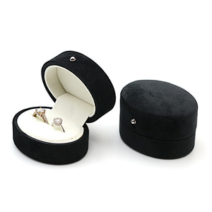 Joyero pequeño negro esmerilado, estuche portátil de terciopelo y cuero para pendientes de franela, varias cajas de papel para almacenar joyas - Product Image 3