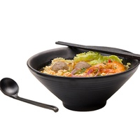Bols en mélamine de style japonais, incassables, pour la restauration, bol de service noir pour soupe/salade/nouilles/ramen pour restaurant