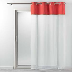 Tenda con occhielli 140x280 cm bianca con strisce rosse - Product Image 1