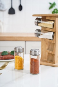 Ensemble de bouteilles d'assaisonnement luxueuses avec étagère en bambou pour sel, sucre, poivre, poudre de chili, glutamate monosodique, épices - Product Image 3