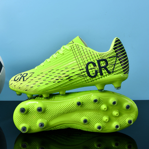 Chaussures de football basses vert fluorescent FG en gros, crampons de football en caoutchouc pas chers, chaussures d'entraînement unisexes pour footballeur - Product Image 1