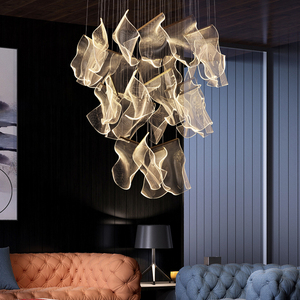 Villa decorativa para bodas, luces colgantes personalizadas, candelabros acrílicos grandes personalizados para el vestíbulo del Hotel - Product Image 3