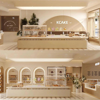 Comptoir de Bar Personnalisé pour Boulangerie, Pâtisserie, Café, Vitrine en Verre avec Éclairage LED pour Magasin de Pâtisserie, Solution Complète de Agencement