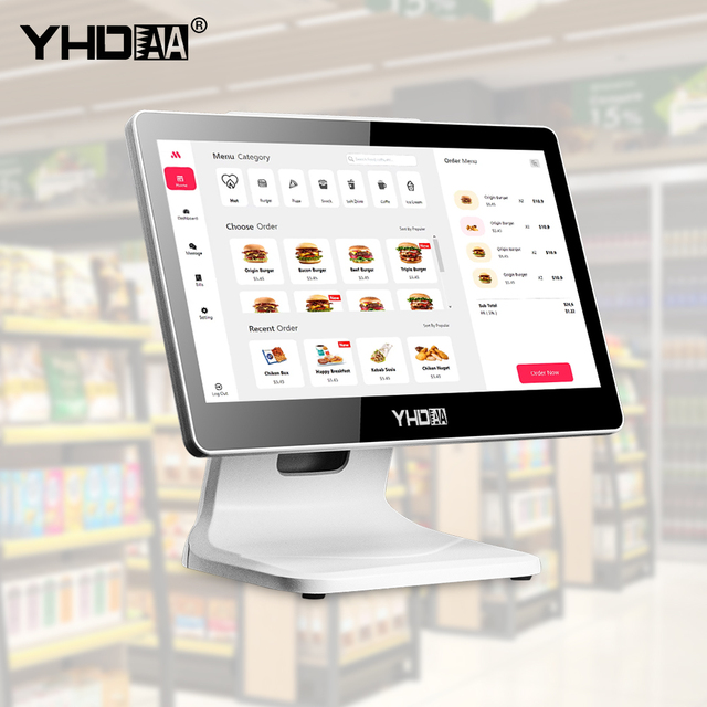 15.6 Inch POS System Terminal Machine, All-in-One Cash Register, Android Windows Compatible for Retail Restaurant Store
