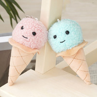 EN STOCK Porte-clés en peluche crème glacée Kawaii de 12 cm, petit porte-clés en peluche crème glacée doux