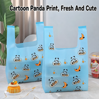 Sacs à emporter en plastique à motif de dessin animé mignon pour boulangerie, pâtisserie, dessert, sacs réutilisables avec poignées, emballage alimentaire de qualité alimentaire