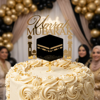 Décoration de gâteau créative 10x10cm Mosquée Islamique Kaaba Omra Moubarak pour décorations de gâteaux musulmans Omra Aïd Moubarak Château