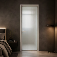 Porte battante en alliage d'aluminium, taille standard, panneau de séparation de salle de bain en verre dépoli, bordure décorative simple pour hôtel et villa