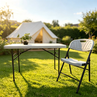 Table pliante en plastique moulé par soufflage pour extérieur, vente en gros d'usine - Empilable et durable, idéale pour hôpitaux, restaurants, parcs et camping