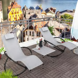 Rocking Recliner <b>Outdoor</b> Chair Contemporary <b>Foldable</b> Beach Chair With Metal Frame - Product Image 4