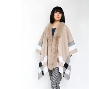 Best Selling Custom Comfort Leisure Winter Women Scarf Shawl Blended Cashmere Fur Cape