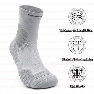 Zhongde Low Price Middle-Tube Crew Cotton Knit Absorbent Comfort Nylon Men Custom Athletic Cushion Sport Basketball <strong>Socks</strong> - Product Image 2