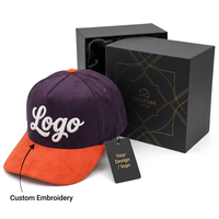 Topi Baseball Bordir Custom 5 Panel Suede Dua Warna Pinggiran Melengkung Logo Bordir 3D Grosir OEM