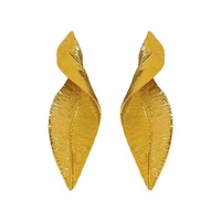 Feuille d'or 925 boucles d'oreilles en argent pour femmes haut de gamme luxe accessible niche exagérée Style froid élégant accessoire de mode