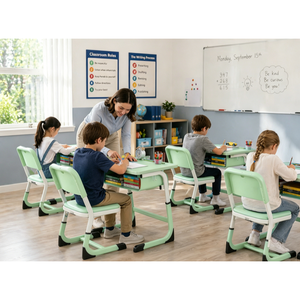 Chaises et tables de classe à faible MOQ, bureau d'étude pour étudiants, ensemble bureau et chaise d'école - Product Image 4