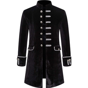 Cappotto da <span class=keywords><strong>uomo</strong></span> con frac gotico <span class=keywords><strong>medievale</strong></span> giacca Steampunk Cosplay cappotto principe smoking vittoriano nero lungo cappotto in velluto pirata Vintage - Product Image 2