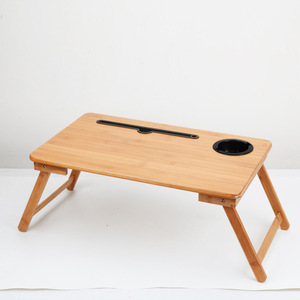 Mesa Plegable para Portátil Samexi de Bambú, Diseño de Trípode, Tamaño Pequeño/Mediano, Escritorio Plegable para Cama o Dormitorio - Product Image 3
