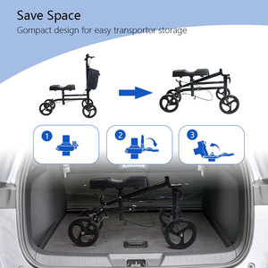 Trottinette pliable pour genoux avec pneus solides et guidon réglable pour la rééducation des personnes âgées - Product Image 4