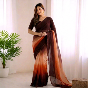 Sari en soie Fandy de qualité supérieure pour femme, design paon, avec embellissement Dana découpé sur le pallu, chemisier assorti, infroissable, longueur ras du sol - Product Image 1