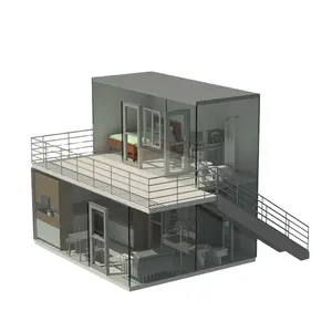 Two Layer Container House China with Steel Structure Modular Livingroom or office Container Prefab House China