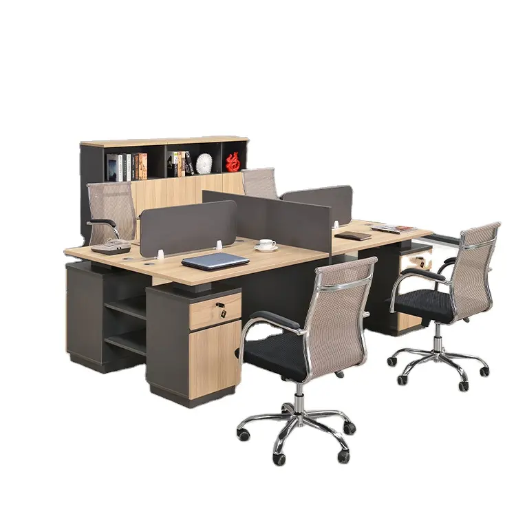 E1 4 인용 현대 목조 사무실 책상 가정용 워크 스테이션 학교 공장 가격 집행 스타일 맞춤형 OEM